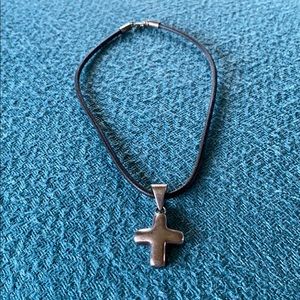 Silpada cross necklace w/ leather chain
